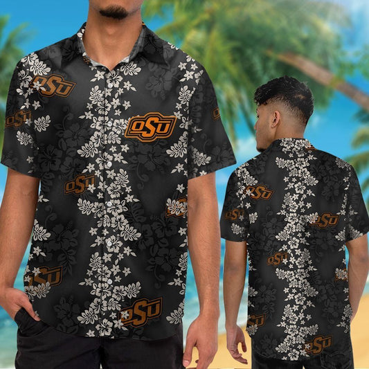 Oklahoma State Cowboys Short Sleeve Button Up Tropical Hawaiian Shirt VER020