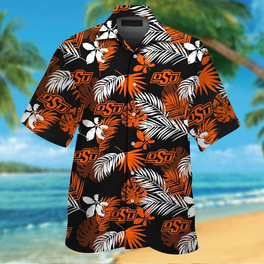 Oklahoma State Cowboys Short Sleeve Button Up Tropical Hawaiian Shirt VER023