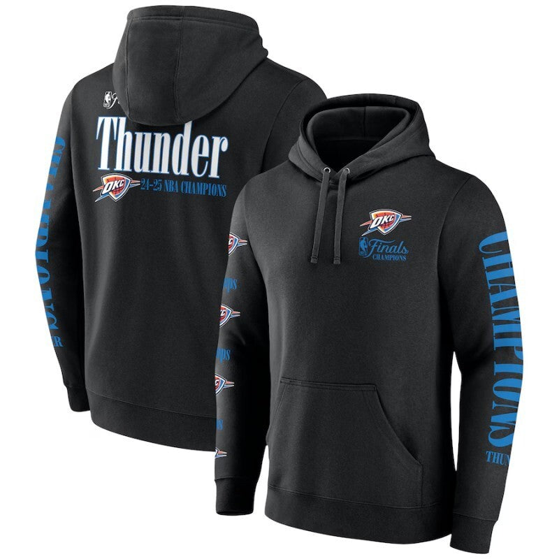 oklahoma city thunder black 2025 finals champions open shot pullover hoodie