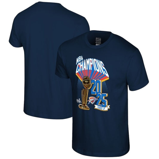 oklahoma city thunder navy 2025 finals champions battle tested t-shirt