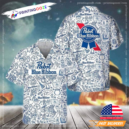 Pabst Blue Ribbon Beer Hawaiian Shirt