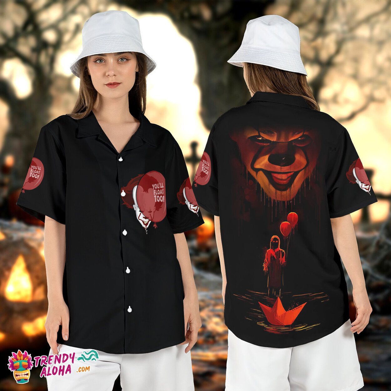 Pennywise It Movie Clown Horror Halloween Aloha Hawaii Shirt