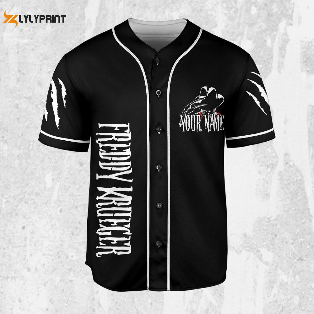 Personalize Freddy Krueger Black And White Jersey, Horror Jersey, Freddy Baseball Jersey - lylyprint.com