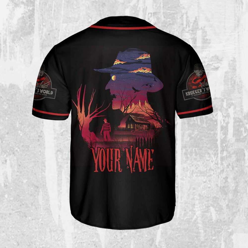 Personalize Freddy Krueger Krueger's World In Dreams You're Mine Jersey, Freddy Baseball Jersey - lylyprint.com