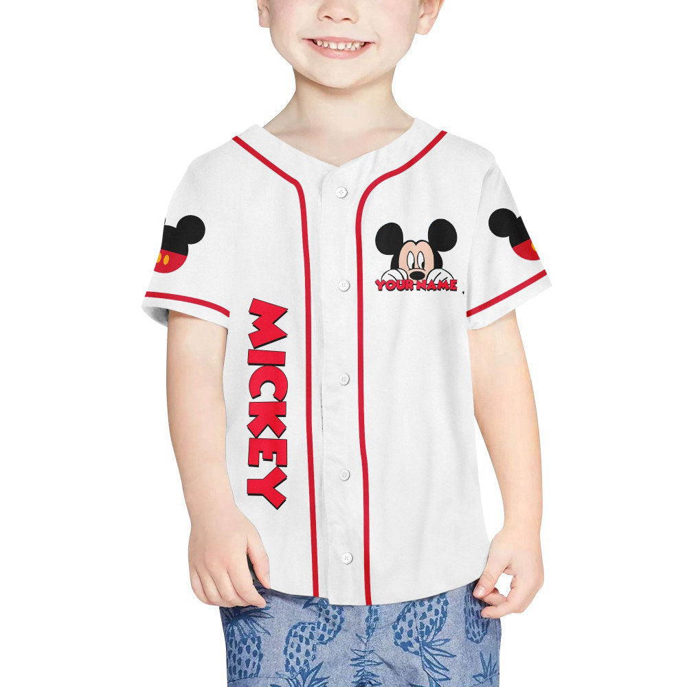 Disney Personalized Mickey Smile Jersey - Cute Baseball Sports Gift for Fans Best Birthday Present - Bafud