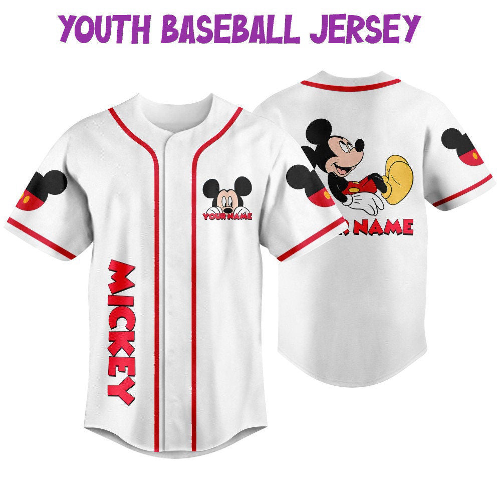 Disney Personalized Mickey Smile Jersey - Cute Baseball Sports Gift for Fans Best Birthday Present - Bafud