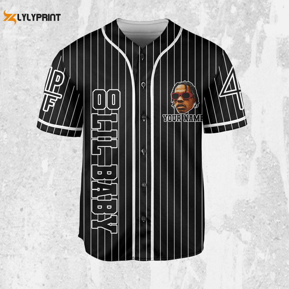 Personalize Lil Baby Black Color Jersey, Lil Baby Baseball Jersey, Lil Baby Rap Jersey - lylyprint.com