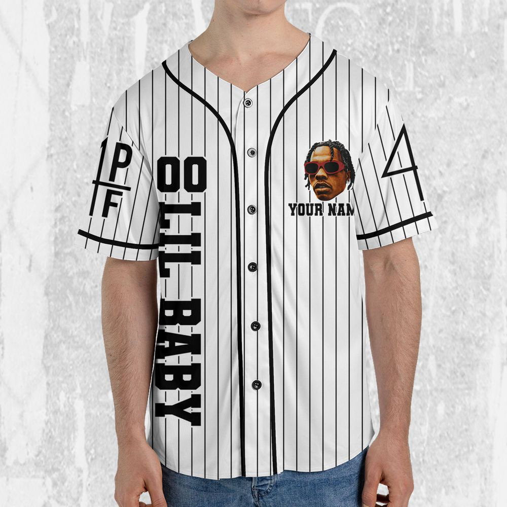 Personalize Lil Baby White Color Jersey, Lil Baby Baseball Jersey, Lil Baby Rap Jersey - lylyprint.com