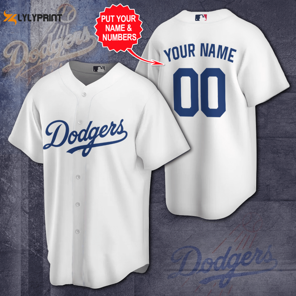 Personalize Los Angeles Dodgers Baseball Team All Over Print 3D Baseball Jersey-White - lylyprint.com