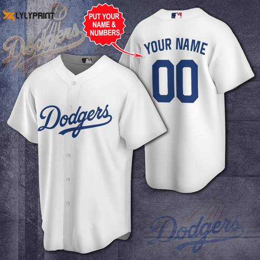 Personalize Los Angeles Dodgers Baseball Team All Over Print 3D Baseball Jersey-White - lylyprint.com