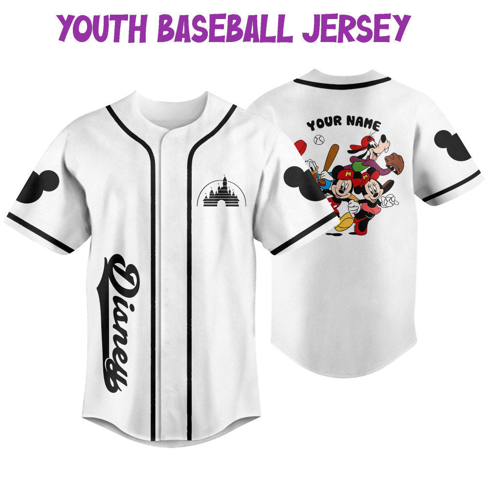Custom 3D Mickey Castle Logo Baseball Jersey - Perfect Disney Gift for Fans of All Ages! - Bafud
