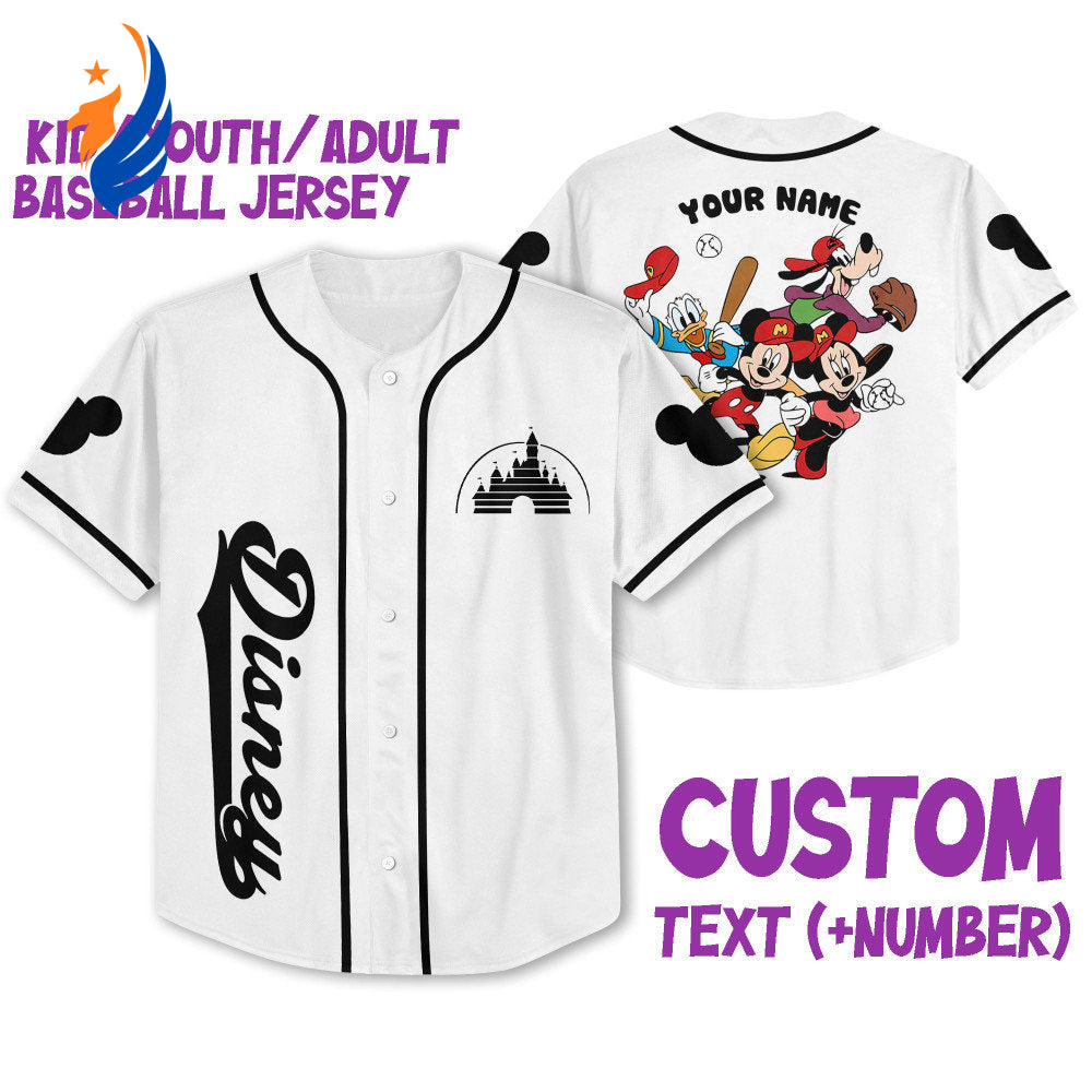 Custom 3D Mickey Castle Logo Baseball Jersey - Perfect Disney Gift for Fans of All Ages! - Bafud