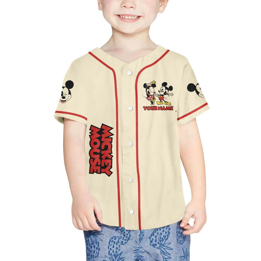Custom Mickey Classic Love Baseball Jersey - Personalized Name Kids to Adult Sizes 3D Disney Outfit for Fans - Bafud