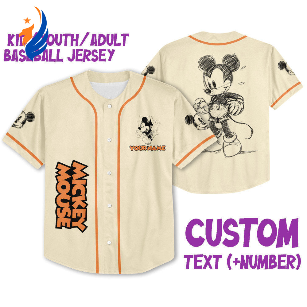 Custom Mickey Disney Baseball Jersey - Personalize 3D Outfit for Kids Youth & Adults Perfect Gift for Fans! - Bafud