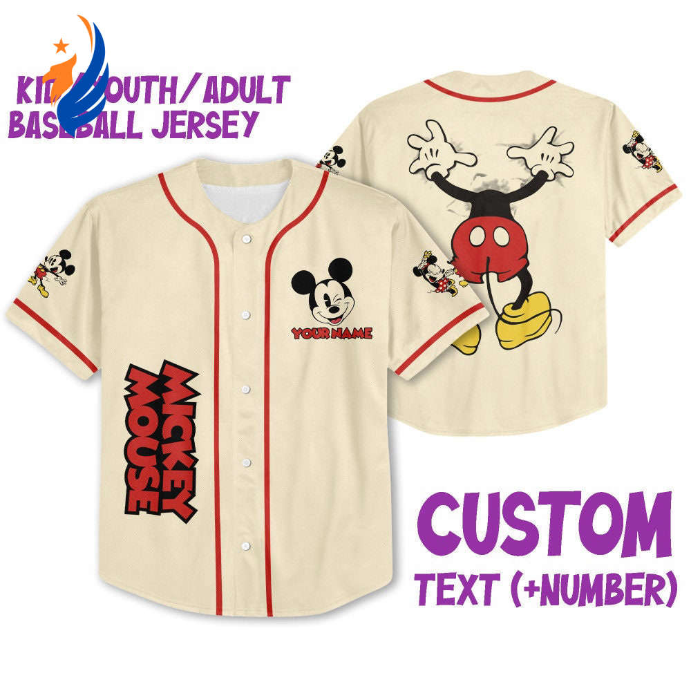 Cute Personalized Mickey Classic Jersey - Perfect Disney Baseball Gift for Fans - Best Birthday Surprise - Bafud