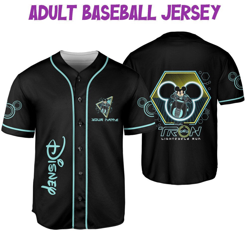 Custom 3D Disney Baseball Jersey: Personalize Mickey Tron for Kids Youth & Adults - Unique Gift For Fans! - Bafud