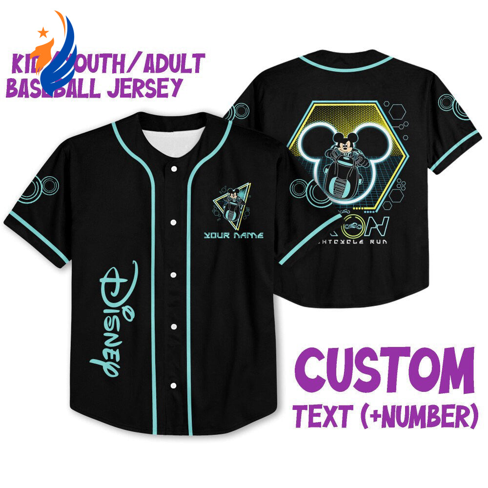 Custom 3D Disney Baseball Jersey: Personalize Mickey Tron for Kids Youth & Adults - Unique Gift For Fans! - Bafud
