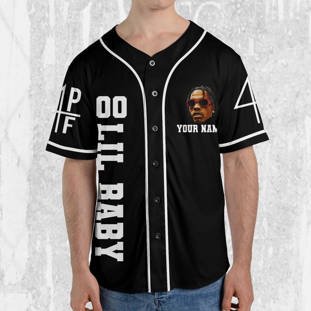 Personalize Retro Lil Baby Black Jersey, Lil Baby Baseball Jersey, Lil Baby Rap Jersey Shirt - lylyprint.com