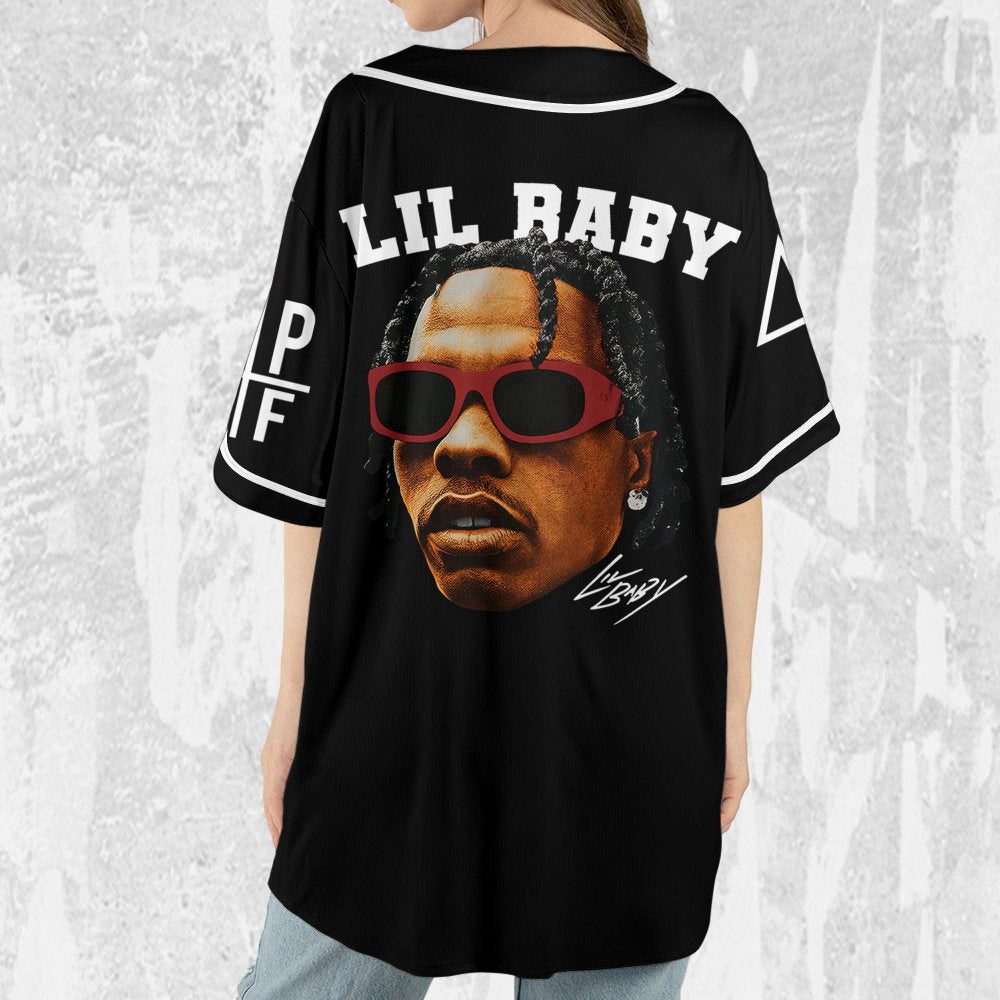 Personalize Retro Lil Baby Black Jersey, Lil Baby Baseball Jersey, Lil Baby Rap Jersey Shirt, 4PF Shirt, Music Baseball Jersey - Aopprinter
