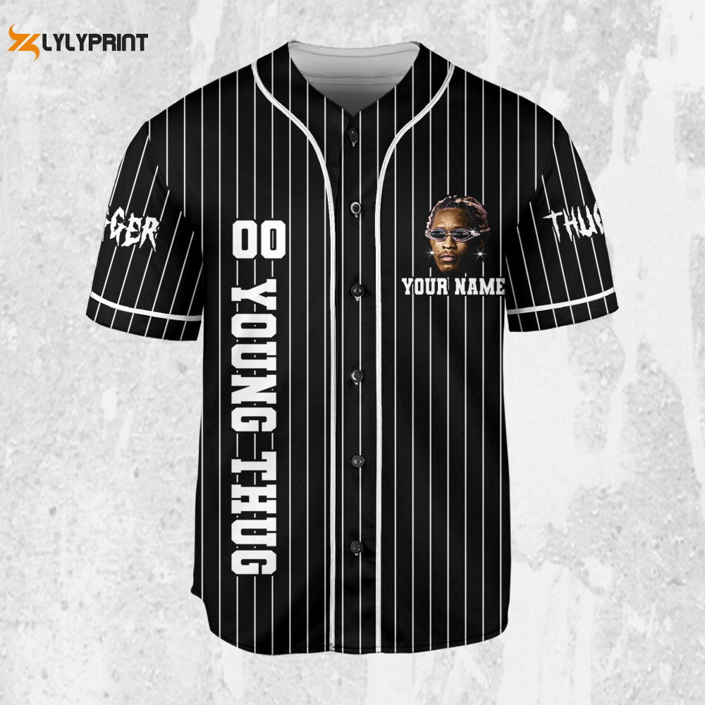 Personalize Young Thug Black And White Jersey, Young Thug Baseball Jersey - lylyprint.com