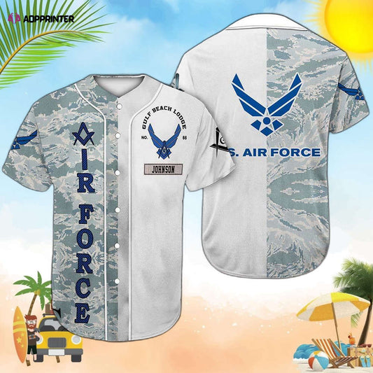 Personalized Air Force Camo Freemasonry Baseball Jersey - Aopprinter