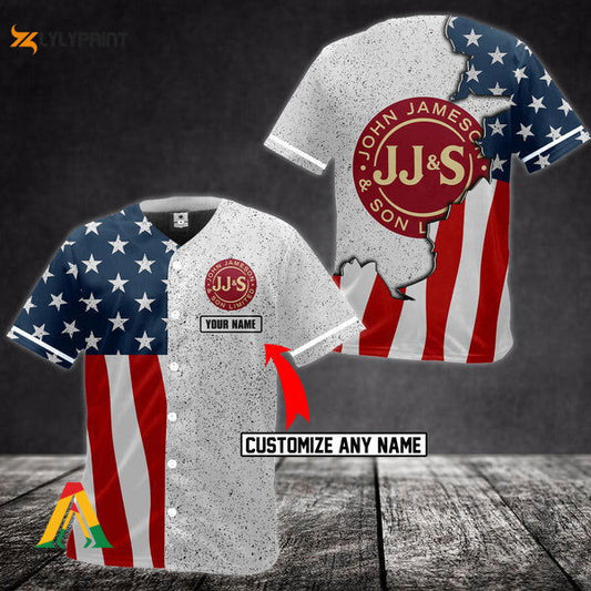 Personalized American Flag Jameson Whiskey Baseball Jersey - Gift for Men Women - lylyprint.com