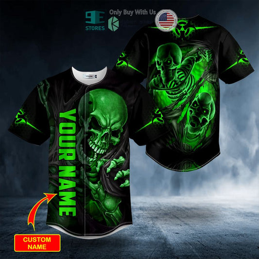 BEST Personalized Blood Drip Skeleton Green Skull Custom Baseball Jersey
