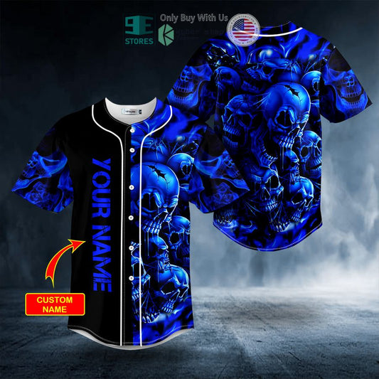 BEST Personalized Blue Cracked Skull Custom Baseball Shirt