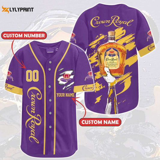 Personalized Crown Royal All Over Print Unisex Baseball Jersey Yellow - lylyprint.com