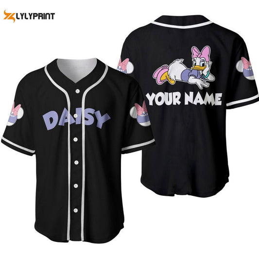 Personalized Cute Purple Daisy Duck All Over Print Baseball Jersey - lylyprint.com