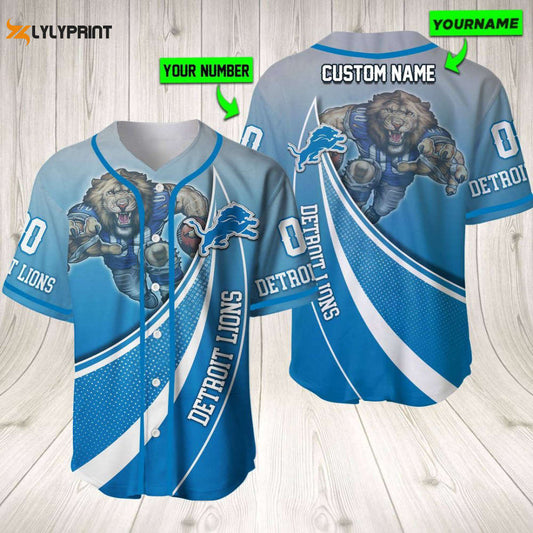 Personalized Detroit Lions Baseball Jersey Baseball Jersey Mascot Gift For Men Women - lylyprint.com