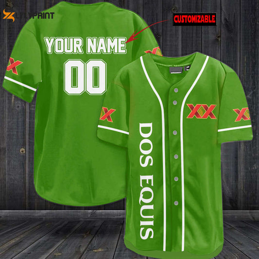 Personalized Dos Equis All Over Print Unisex Baseball Jersey - Lime Green - lylyprint.com