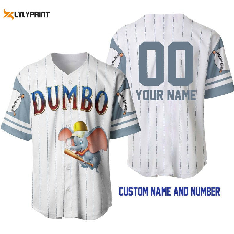 Personalized Dumbo The Flying Elephant All Over Print Pinstripe Baseball Jersey - lylyprint.com