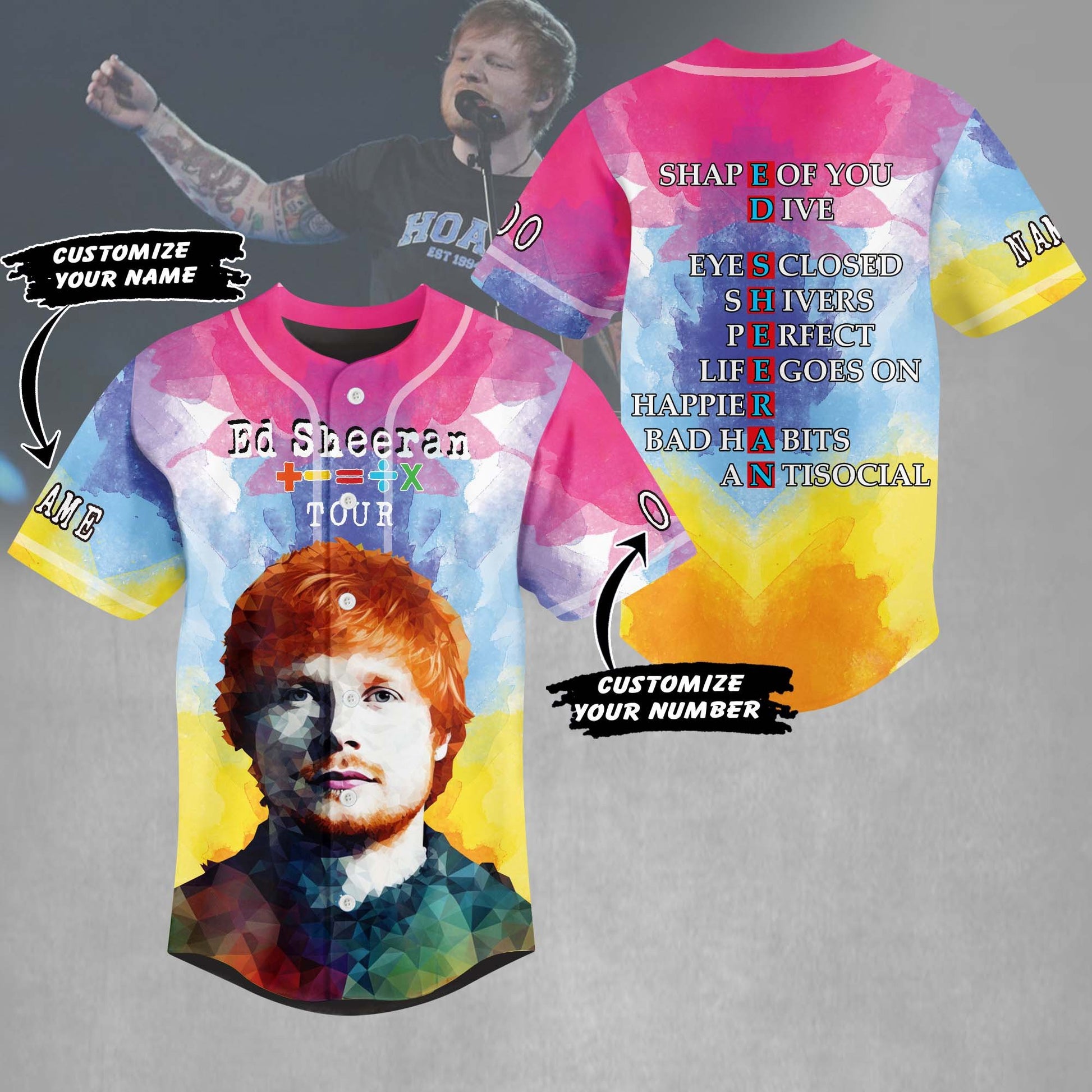 Personalized Ed Sheeran Collection Baseball Jersey Fast Shipping Worldwide