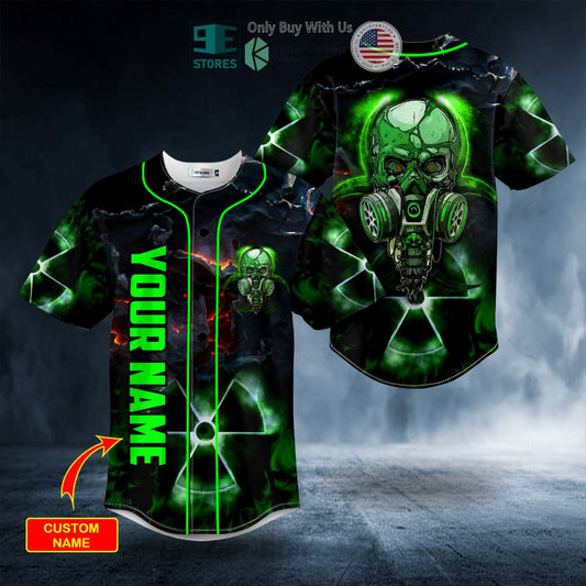 BEST Personalized Green Neon Biohazard Skull Custom Baseball Jersey