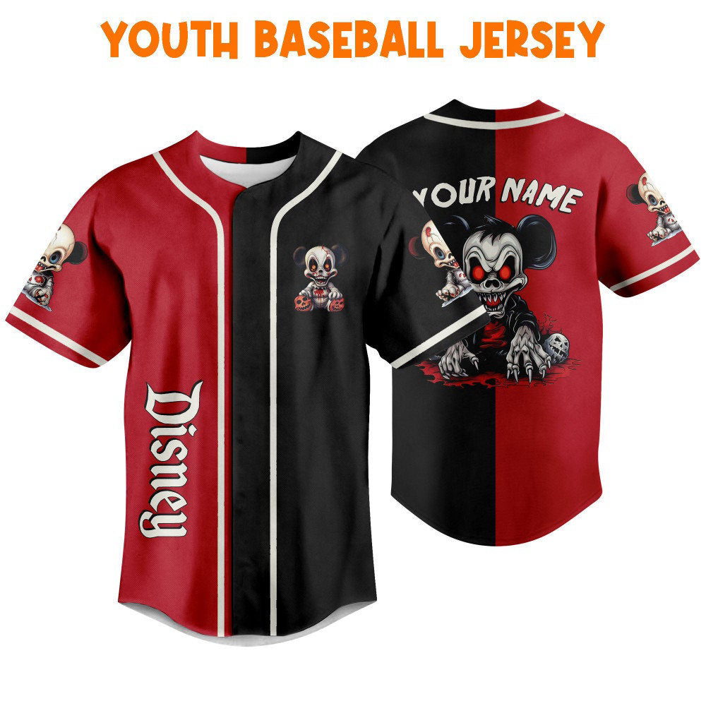 Personalized Horror Disney Mickey Monster Mouse Bloody Baseball Jersey - Cute Gifts for Fans of Disney - Bafud