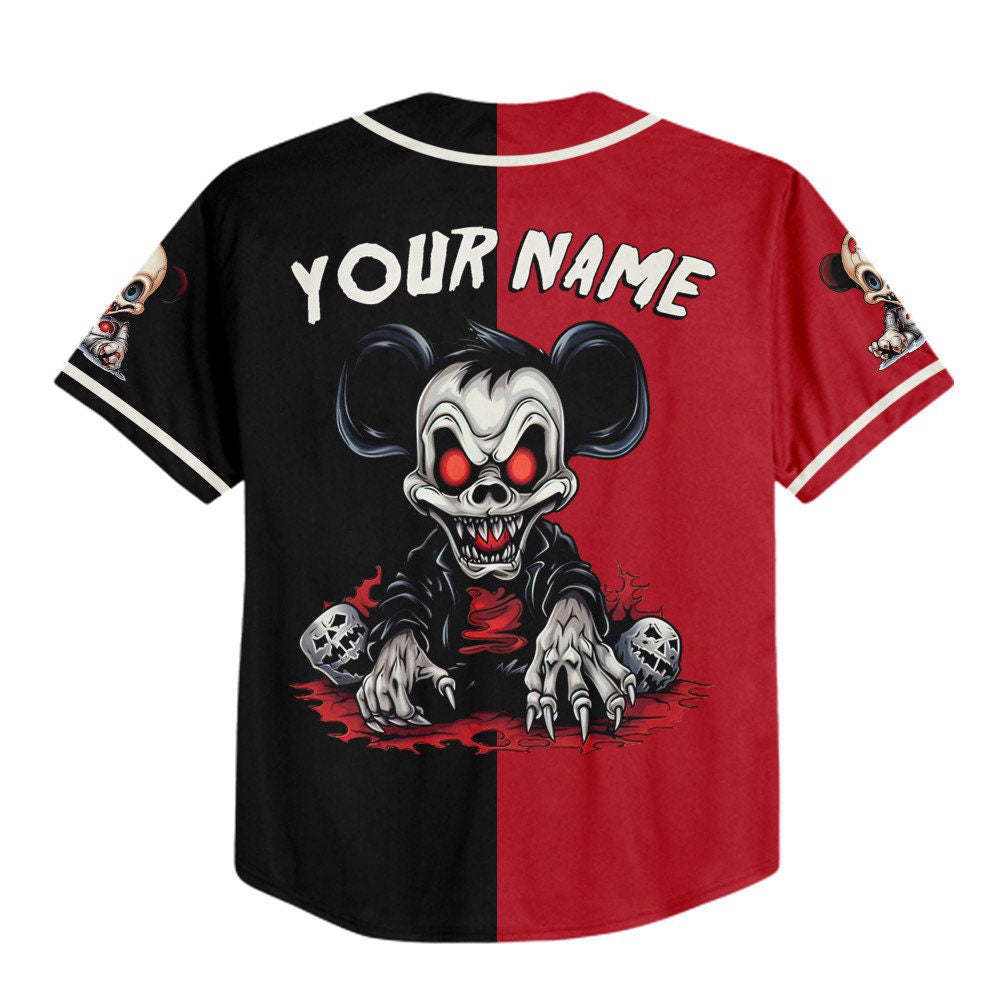 Personalized Horror Disney Mickey Monster Mouse Bloody Baseball Jersey - Cute Gifts for Fans of Disney - Bafud