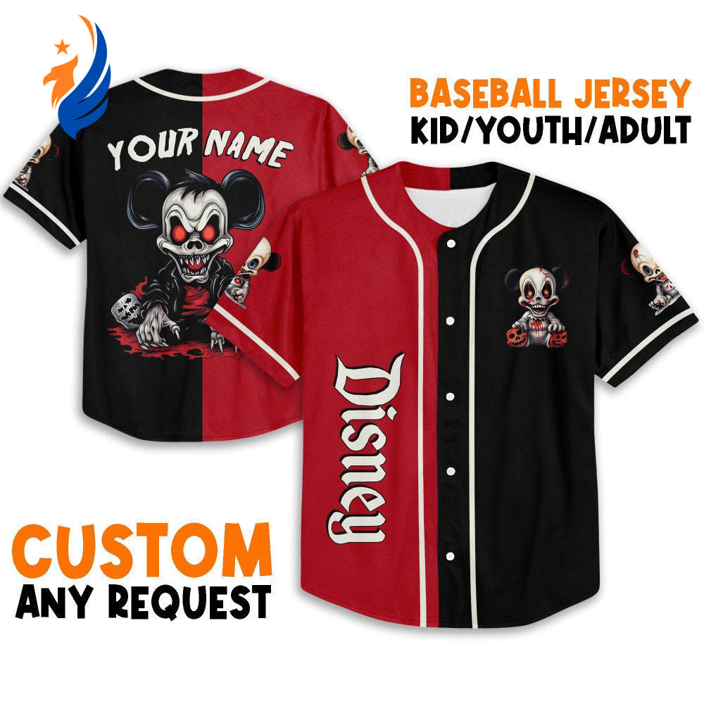 Personalized Horror Disney Mickey Monster Mouse Bloody Baseball Jersey - Cute Gifts for Fans of Disney - Bafud