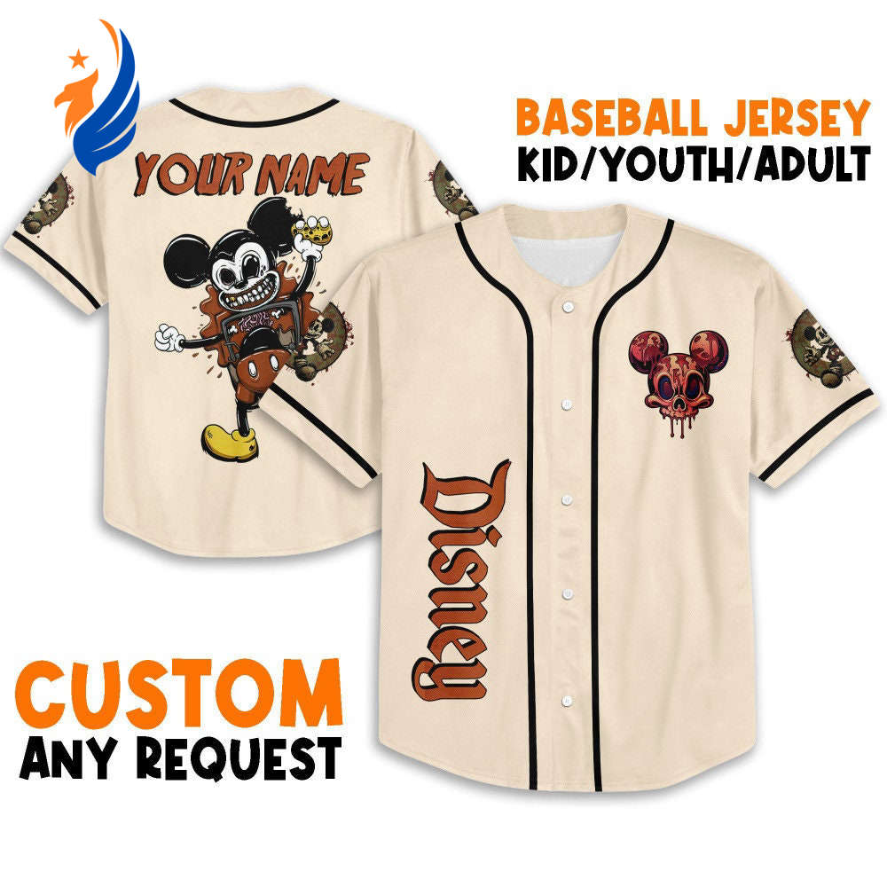 Spooky Disney Mickey Mouse Crazy Bloody Mousetrap & Baseball Jersey - Perfect Gifts for Fans - Bafud