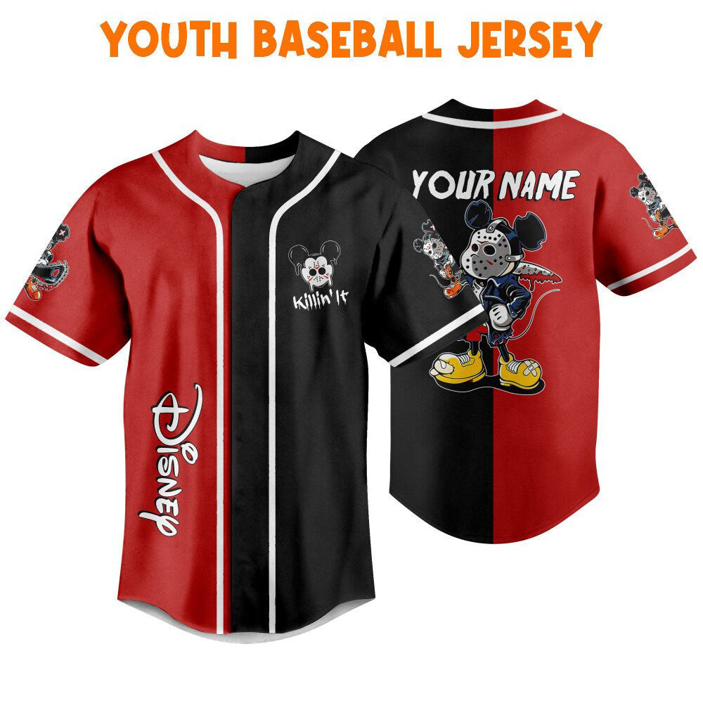 Custom Horror Disney Mickey Mouse Friday The 13th Baseball Jersey - Perfect Gifts for Disney Fans - Bafud