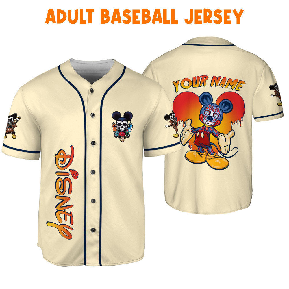 Spooky Alien Mickey Mouse: Personalized Disney Baseball Jersey - Perfect Gift for Disney Fans! - Bafud