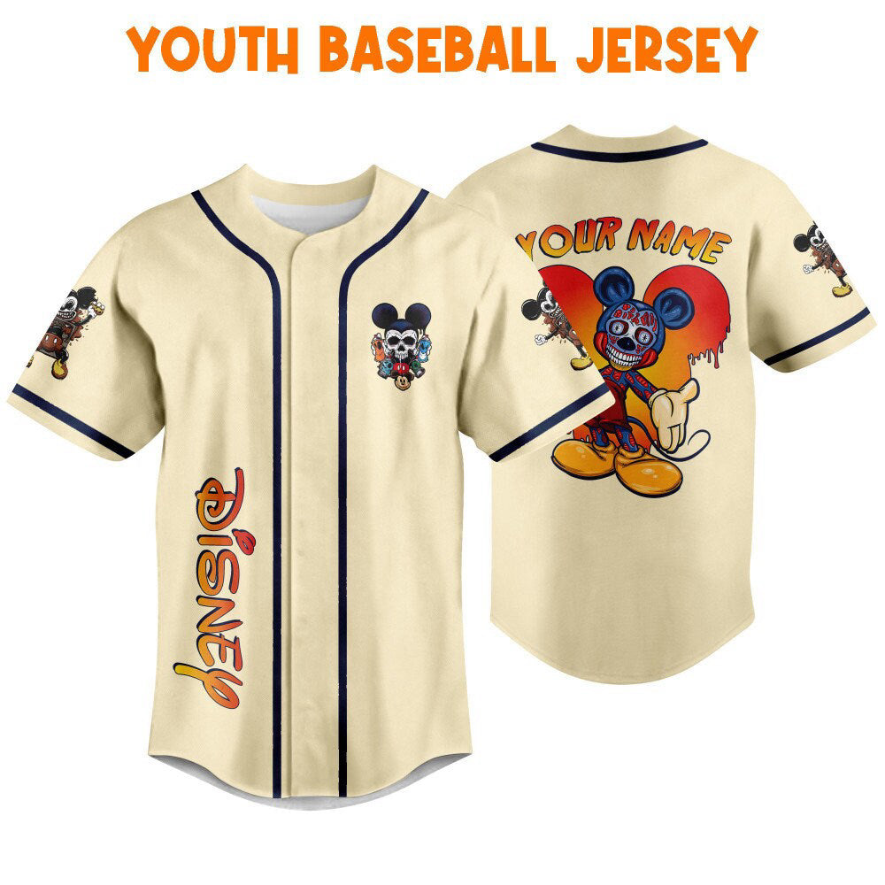 Spooky Alien Mickey Mouse: Personalized Disney Baseball Jersey - Perfect Gift for Disney Fans! - Bafud