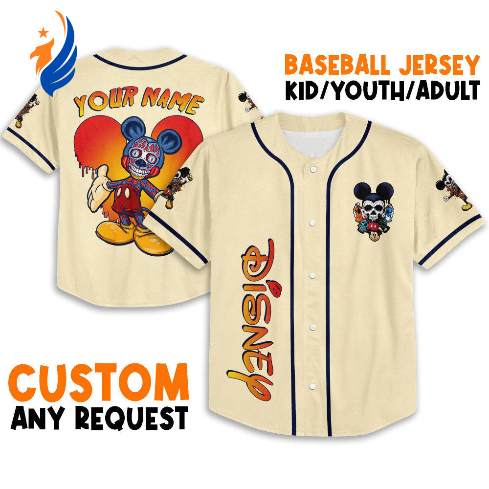 Spooky Alien Mickey Mouse: Personalized Disney Baseball Jersey - Perfect Gift for Disney Fans! - Bafud