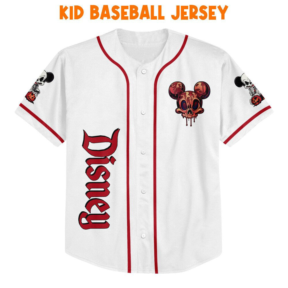 Spooky Personalized Horror Disney Mickey Mouse Baseball Jersey - Perfect Gift for Scary Disney Fans! - Bafud