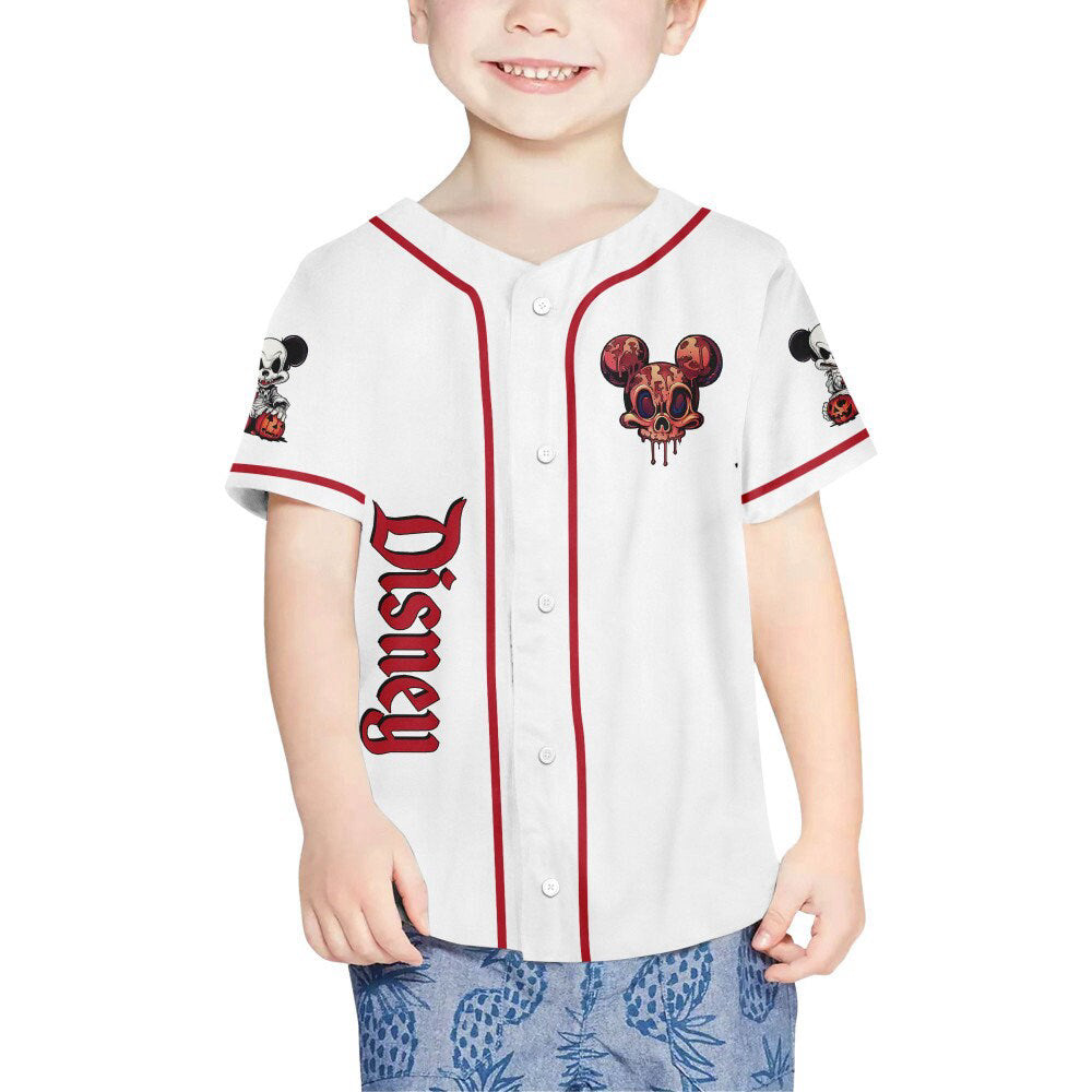 Spooky Personalized Horror Disney Mickey Mouse Baseball Jersey - Perfect Gift for Scary Disney Fans! - Bafud