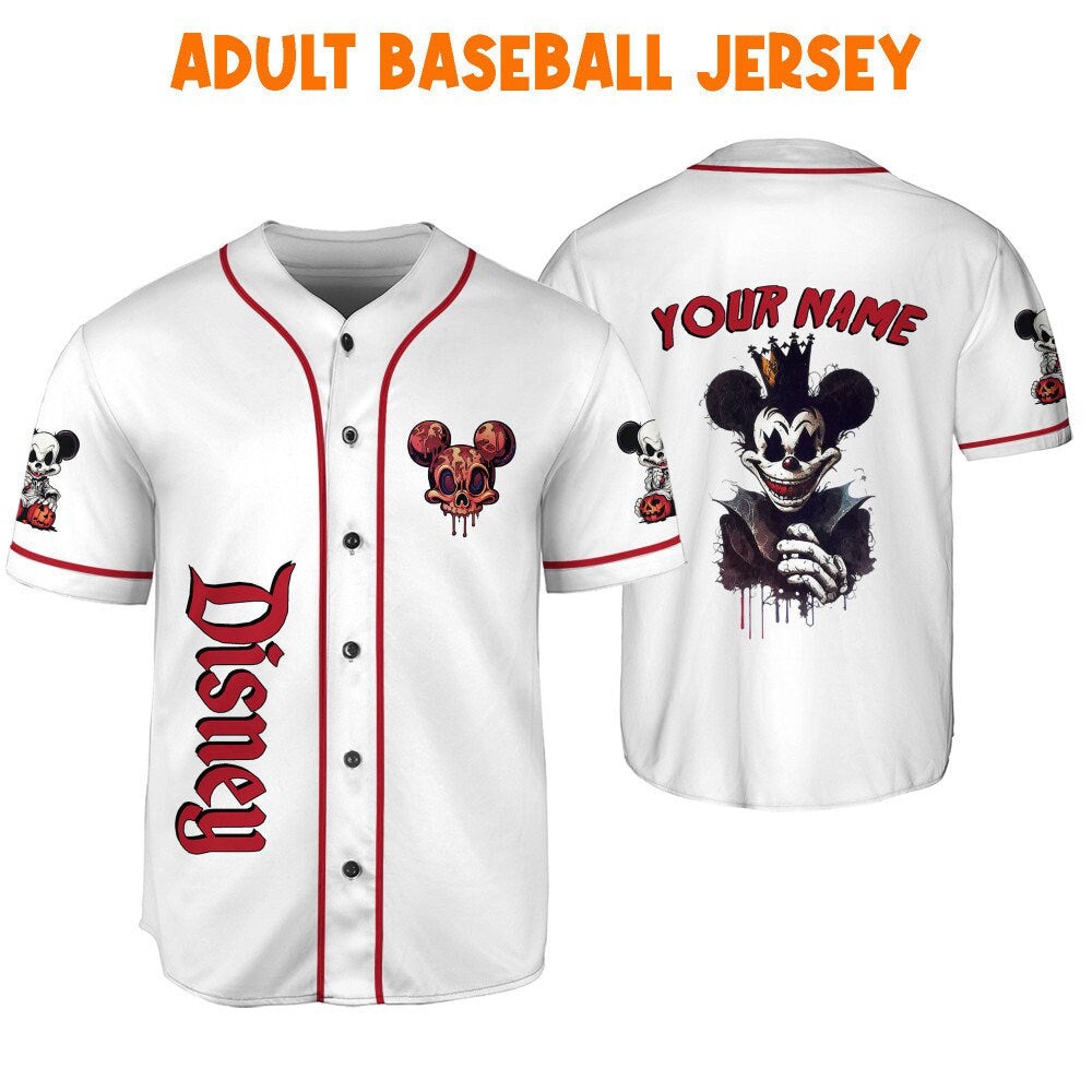 Spooky Personalized Horror Disney Mickey Mouse Baseball Jersey - Perfect Gift for Scary Disney Fans! - Bafud