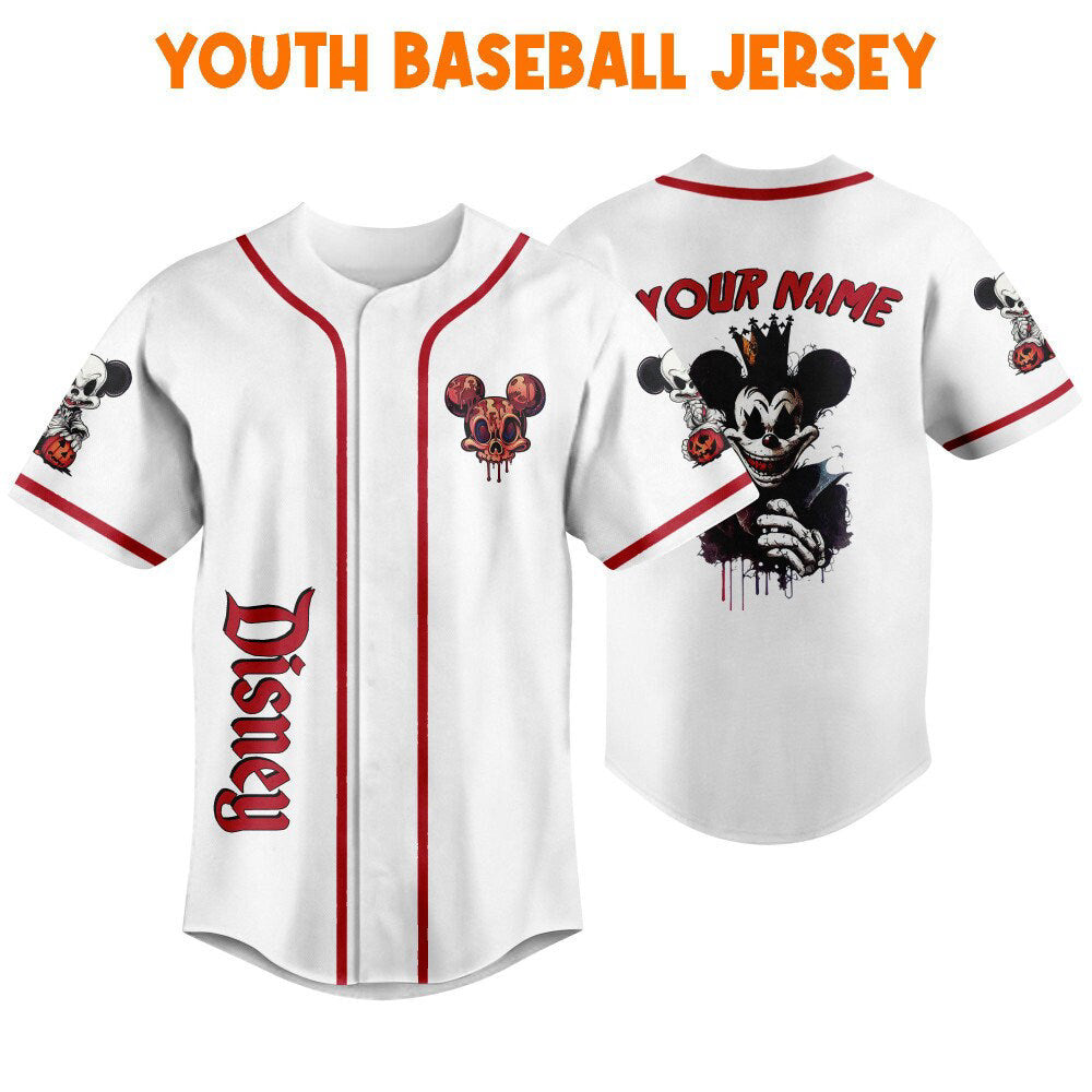 Spooky Personalized Horror Disney Mickey Mouse Baseball Jersey - Perfect Gift for Scary Disney Fans! - Bafud