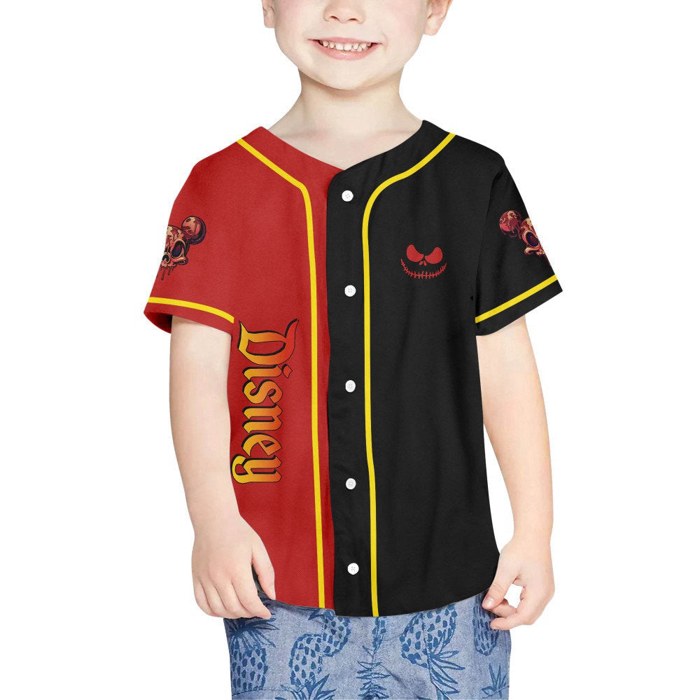 Custom Disney Mickey Mouse Scary Skull Baseball Jersey - Perfect Horror Gift for Fans! - Bafud