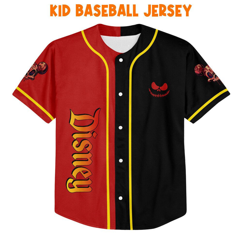 Custom Disney Mickey Mouse Scary Skull Baseball Jersey - Perfect Horror Gift for Fans! - Bafud