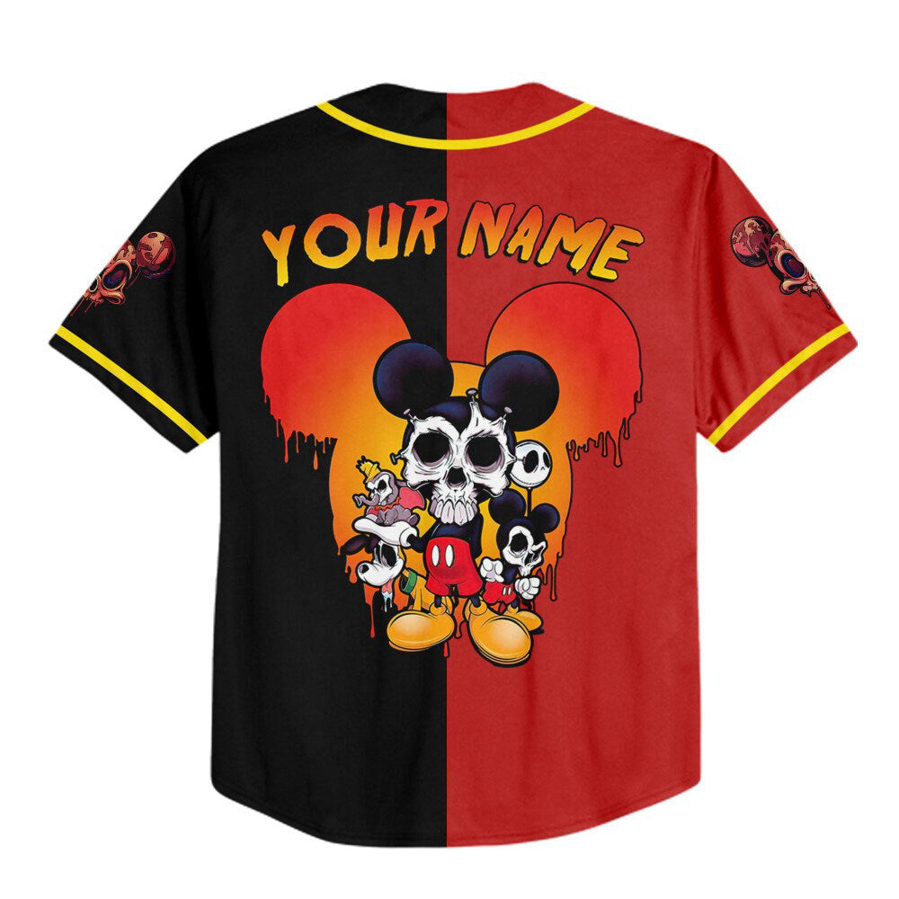 Custom Disney Mickey Mouse Scary Skull Baseball Jersey - Perfect Horror Gift for Fans! - Bafud